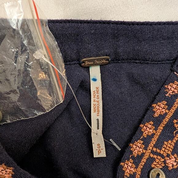 Free People Mini Tunic Embroidered Drop Waist Balloon Sleeve - S - New - Picture 7 of 8